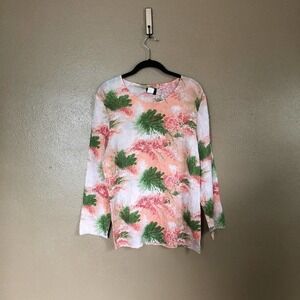 UbU Peach and Green Tropical Print Top Size L